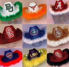 six different hats with the letters uga on them are shown in multiple colors and designs