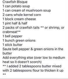 the recipe for crawfish biscuits is shown in black and white text