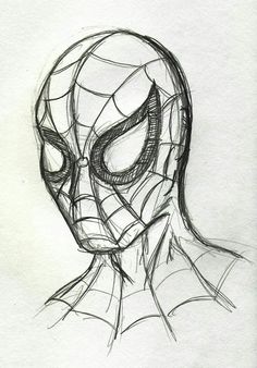 a drawing of a spider man's face