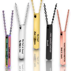 PRICES MAY VARY. Exquisite Craftsmanship: The Serro's Personalized Vertical Bar Necklace is meticulously crafted from premium 925 Sterling Silver or 18K Gold Plated options, offering a hypoallergenic, tarnish-resistant finish. Choose from elegant Silver, Gold, Rose Gold, or striking Black to perfectly match your style. Versatile Chain Designs: With a selection of Cable, Chains available in lengths from 16” to 24”, with 2" extentions our necklaces cater to every preference. Each features a secure Customized Rectangular Necklaces For Valentine's Day, Engraved Rectangular Pendant Jewelry For Valentine's Day, Engraved Bar Necklace, Vertical Bar Necklace, Necklace Stand, Vertical Bar, Customized Jewelry, Jewelry Christmas, Blue Gift