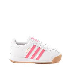 adidas Samoa Athletic Shoe - Little Kid - White / Pink Fusion / Gum Sambas White, Shoe Size Chart Kids, Athletic Shoe, Shoes Pink, Samoa, Sneaker Collection, Side Stripe, Big Kids