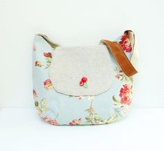 Spring Lover Floral Cotton Shoulder Bag with Leather by StarBags, $70.00 Spring Flower Shoulder Bag With Adjustable Strap, Rectangular Cotton Floral Print Shoulder Bag, Multicolor Embroidered Floral Crossbody Shoulder Bag, White Floral Print Flower-shaped Shoulder Bag, Floral Print Cotton Flower-shaped Bags, Saddle Bags, Coin Purse, Purse, Wallet