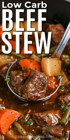 beef stew with carrots, celery and potatoes in a slow cooker