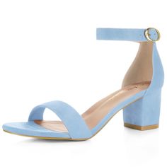 Designed for comfort and style, these heels feature a chunky heel and platform, and they have a lightly padded inner so you'll be comfortable on the dance floor, from dusk until dawn. The simple silhouette makes these ankle strap sandals a perfect everyday essential to pull together any outfit. Perfect for dating, working, hanging out, prom, music festivals, and parties. Pastel Heels, 2024 Shoes, Graduation Shoes, Blue Block Heels, Easter 2024, Ankle Strap Chunky Heels, Ankle Strap Block Heel, Ankle Strap Sandals Heels, Chic Sandals