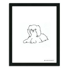 a black and white drawing of a dog