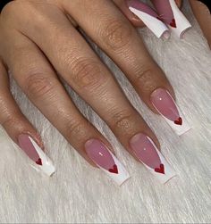 Acrylic Nails Short Square, Acrylic Nails Short, Nails Acrylic Square, Vday Nails, Nails Short Square, Acrylic Nail Set, Valentine Nails, Simple Acrylic Nails, French Tip Acrylic Nails