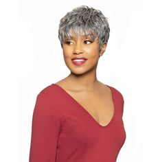 Alicia Beauty Foxy Silver Collections Wavy Short Bang Fixie Style Gorgeous Gray Wig, Premium Synthetic Fibers, Lightweight and Secure Fabulously Natural - HATTIE Color: Black. Gray Wig, Silver Wigs, Rainbow Wig, Green Wig, Curly Bob Wigs, Long Curly Wig, Natural Gray Hair, Grey Wig, Short Bangs