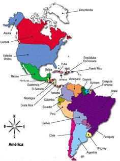 the world map with countries labeled in different colors