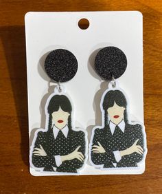 ✨Inspired by the hit show Wednesday. 🖤💀 ✨Acrylic and lightweight earrings.  ✨Perfect gift for any Addams Family fans. White Plastic Earrings For Parties, Wednesday Birthday, Pumpkin Queen, Wednesday Addams, Addams Family, Lightweight Earrings, Light Weight Earrings, Jewelry Earrings Dangle, Dangle Drop Earrings