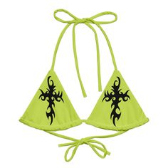 Check out our Cross Collection here: https://www.etsy.com/shop/GDSLabel?ref=seller-platform-mcnav&search_query=cross+jesus Get ready for the summer season with this eco-friendly All-Over Print Recycled Padded String Bikini Top. The top is made from soft recycled polyester, with UPF 50+ and versatile, stretchy straps ready for styling. Grab one today and pair it with a swim-ready outfit. * Flexible and adjustable straps * Soft and stretchy material with UPF 50+ * Sizes up to 6XL * Removable paddi Rave Swimwear For Summer Vacation, Rave Style Swimwear For Beach Festival, Rave Festival Swimwear For Beach Season, Rave Swimwear For Beach Festival, Y2k Bikinis Vintage, Rave Festival Swimwear With Triangle Top, 2000s Cross Shirt, Black Cross-tied Beachwear Swimwear, Poolside Beachwear Cross-tied Halter Top