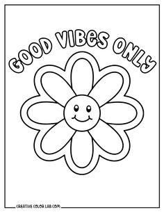 a flower with the words good vibes only written on it in black and white