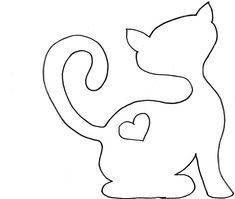 a drawing of a cat with a heart in its paws