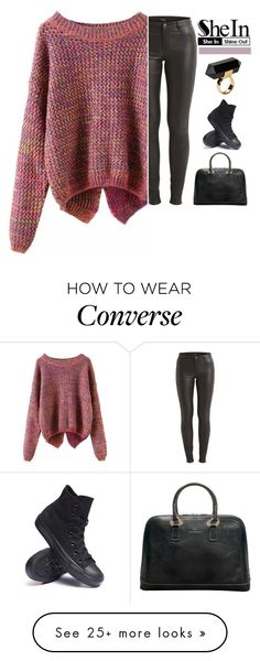 "SheIn-Long Sleeve Slit Back Purple Sweater" by amethyst0818 on Polyvore featuring VILA, Converse and Monki 5sos Concert Outfit, High School Fashion, Streetwear Mode, B Fashion, Cute Pajamas, Purple Sweater, Young Fashion