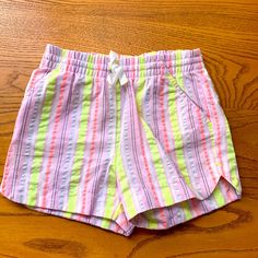 Cotton Striped Shorts; Neon Orange, Highlighter Yellow, Mint Green With A Grosgrain Bow; New Without Tags. Never Worn. Size 3t Cat And Jack, Neon Orange, Cat & Jack, Striped Shorts, Yellow Orange, Kids Bottoms, Orange Yellow, Color Orange, Highlighter