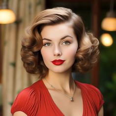 Vintage Hairstyles For Medium Length Hair, Pin Curl Hair, Retro Hairstyle, Bombshell Curls, Medium Length Hairstyle, Old Hollywood Hair, Hairstyles For 2023, 50s Hairstyles, Curl Your Hair