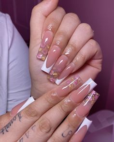 Embellished Nails, French Manicure Acrylic Nails, Blue Acrylic Nails, Winter Nails Acrylic, Pink Polish, Ombre Nail Designs