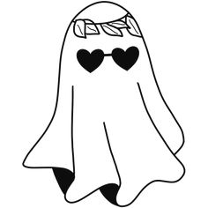 a ghost with sunglasses and hearts on its head, in the shape of a heart