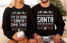 Unisex Funny Couples Ugly Christmas Sweater Couples Matching - Etsy Thailand Matching Ugly Christmas Sweaters, Couples Christmas Sweaters, Ugly Christmas Sweater Couples, Santas Favorite Ho, Ugly Christmas Shirts, Christmas Sweater Party, Ugly Christmas Sweaters, Ugly Christmas Sweater Funny, Ugly Christmas Sweater Party