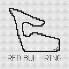 the red bull ring logo is shown in black and white, on a gray background