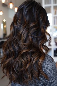 36 Brown Sugar Highlights On Dark Hair Hairstyles That Scream Rich Girl Hair Expresso Brunette Hair Color, Hot Chocolate Brown Hair, Chestnut Balayage, Brown Hair Aesthetic, Rich Girl Hair, Golden Brown Highlights, Chestnut Highlights, Shades Of Chocolate