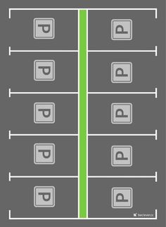 two rows of parallel lines with the letters p and p in each row, on top of