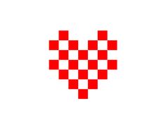 a red and white checkered heart on a white background