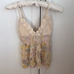 Free People Top. Never Worn. Casual Summer Crochet Top With Floral Print, Casual Crochet Top With Floral Print For Summer, Spring Crochet Top For Brunch, Crochet Babydoll Top, Crochet Babydoll, Y2k Crochet, Free People Tank, Free People Top, Inspo Board