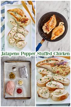 These chicken breasts are stuffed with a mixture of jalapenos, cream cheese, garlic, and bacon making for the most delicious dinner. They are quick to make and taste amazing. Jalapeno Popper Stuffed Chicken, Popper Stuffed Chicken, Stuffed Chicken Breasts, Jalapeno Popper, Stuffed Chicken, Jalapeno Poppers, Delicious Dinner, Chicken Breasts