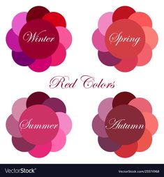 four different color combinations for the winter and red colors in this image is an illustration