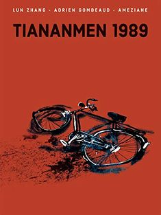 an old poster with a bike on the ground in red and blue colors, which reads'etanamen 1989 nos espirs brises '