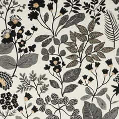 black and white floral pattern on fabric