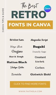 the best retro fonts in canva for any type of website or app, click to find more font options