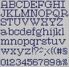 a cross stitch pattern with the letters and numbers for each letter, which are in different sizes