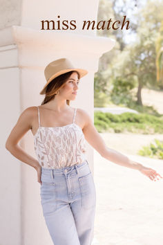 Get ready to turn over a new leaf with the Blakely Top in taupe! Adorned with a beautiful leaf print, this top features adjustable shoulder straps for the perfect fit and a button-down front. Plus, the lattice trim detail adds a touch of playful charm. Elegant Blouses, Sleeveless Tops