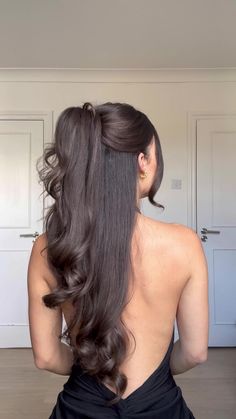 hairstyles Half Pony Hairstyles, Pony Hairstyles, Hair Stylist Life, Easy Hairstyles For Long Hair, Quick Hairstyles, Dark Brown Hair, Hairstyles For School, Down Hairstyles