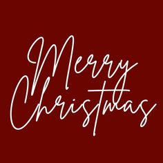 the words merry christmas written in white on a red background