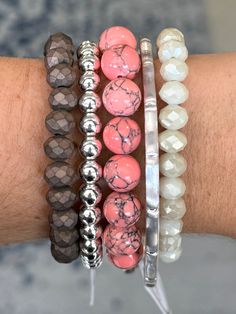 A pretty coral color that looks pink or orange! Great with any stack to brighten it up for a pop of color. A must have for the spring and summer months!!! Trendy Adjustable Coral Bracelets, Casual Coral Bracelets Perfect For Gifts, Elegant Pink Stretch Bracelet For Everyday, Pink Casual Stretch Bracelet For Spring, Pink Round Beads Stretch Bracelet For Everyday, Pink Stretch Bracelet With Round Beads For Everyday, Spring Coral Jewelry, Casual Pink Stackable Beaded Bracelets, Casual Pink Stackable Jewelry