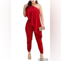 Brand New Red Romper Casual Red Jumpsuits And Rompers With Ruffles, Casual Red Ruffled Jumpsuits And Rompers, Trendy Red Jumpsuits And Rompers For Party, Red Chic Jumpsuits And Rompers With Ruffles, Red Trendy Jumpsuits And Rompers For Party, Red Trendy Party Jumpsuits And Rompers, Chic Red Jumpsuit With Ruffles, Trendy Red Jumpsuit For Party, Casual Red Jumpsuits And Rompers For Party