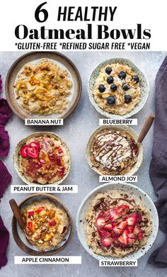 six quick and easy oatmeal bowls with text overlay