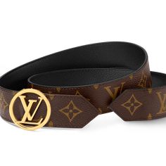 LOUIS VUITTON® - Lv Circle 35mm Reversible Belt - Black Circle Logos, Reversible Belt, Lv Monogram, Louis Vuitton Official, Belt Black, Canvas Leather, Black Belt, Monogram Canvas, Women Collection