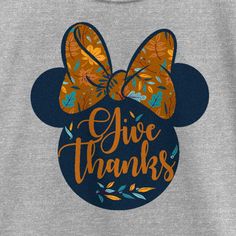 Who knew that dressing "mousey" could be so cute!? Celebrate Walt Disney's most iconic character with this officially licensed Girls' Minnie Mouse Give Thanks Fall Silhouette Graphic T-Shirt! This fun tee features a silhouette of Minnie Mouse with a fall leaf-themed bow and the phrase: "Give Thanks" inside in matching brown script. Celebrate the magic of fall in style this year with fun Minnie Mouse apparel for the whole family! Fall Silhouette, Disney Thanksgiving, Fall Monograms, Comic Clothes, Thanksgiving Clothes, Minnie Mouse Outfits, Minnie Shirt, Minnie Mouse Girl, Boys Graphic Tee