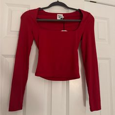 New With Tags! Never Worn Size Us 2 Color: Red Red Clothes, Red Long Sleeve Shirt, Red Long Sleeve, Red Outfit, Red Shirt, Red Top, Back In Time, Princess Polly, Christmas List