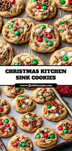 christmas kitchen sink cookies on a baking sheet