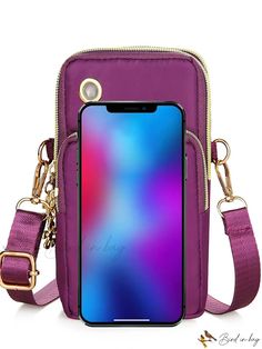 Bird in Bag - Womens Korean Style Mini Casual Phone Wallet with Cord for Vertical Carry, Pint Mobile Phone Bag with Random Position Crossbody Bag Purple Phone Bag With Cell Phone Pocket, Purple Travel Phone Bag With Removable Pouch, Purple Travel Bag With Card Slots, Daily Use Purple Crossbody Phone Bag, Purple Crossbody Phone Bag With Cell Phone Pocket, Purple Phone Bag With Removable Pouch, Purple Phone Bag With Removable Pouch For Daily Use, Purple Phone Bag With Cell Phone Pocket For Everyday, Balloon Print