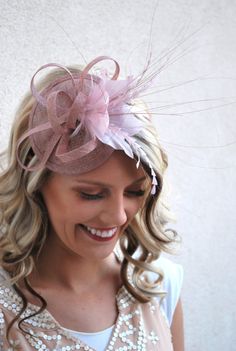 The Haleigh Blush Pink Fascinator, Tea Party Hat, Church Hat, Derby Hat, Fancy Hat, Pink Hat, Tea Party Hat, wedding hat Blush Pink Fascinator, Pretty Fits, Green Fascinator, Womens Tea, Pink Fascinator, Hat Wedding, Church Hat, Tea Party Hats, Wedding Hat