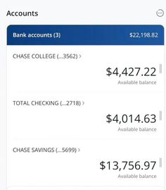 an iphone screen showing the balances for bank accounts and other items on it