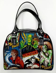 Horror Movie Frankenstein Monster Handbag | Double Trouble Apparel Spooky Pinup, Punk Pinup, Rockabilly Tattoo, Frankenstein Monster, Modern Handbag, Purse Ideas, Kei Visual, Oh My Goddess, Frankenstein's Monster