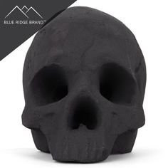 a black skull with two holes in it's face and the words blue ridge brand above it