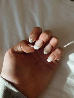 White French Tip With Chrome, French Tip With Chrome, Gold Nails French, Gold French Tip, White Nails With Gold, Short French Tip Nails, White Chrome Nails, Ring Finger Nails, White Tip Nails