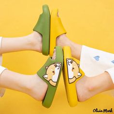 Olivia Mark - Hugging head Shiba Inu couple parent-child new spring and summer home cute cartoon sandals Cute Green Open Toe Sandals, Cute Green Non-slip Slippers, Cartoon Style Open Toe Beach Sandals, Non-slip Cartoon Sandals For Summer, Cartoon Style Sandals For Beach In Summer, Cartoon Style Sandals For Beach And Summer, Cartoon Style Summer Beach Sandals, Cute Yellow Non-slip Sandals, Massage Couple